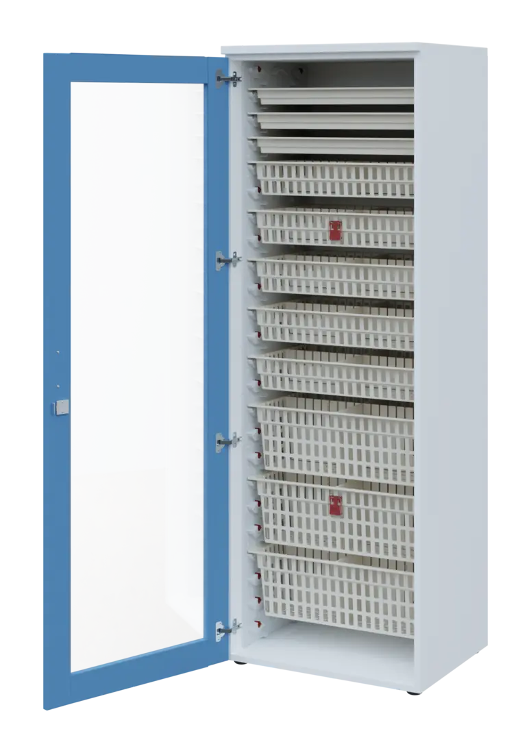 EUROMEDICA S - 66 ABS skříň léková boxová, 1-dveřová/prosklená, levá, 1950x660x535, korpus bílý, dví